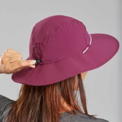 CHAPEAU TREKKING ANTI-UV FEMME - MT500 - VIOLET -Sportmania chapeau de trekking montagne anti uv trek 500 violet femme 2