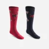 Chaussettes D'équitation Enfant SKS 500 Motifs Poneys Marine Et Rose.