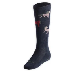 Chaussettes D'équitation Enfant SKS 500 Motifs Poneys Marine Et Rose. -Sportmania chaussettes d equitation enfant sks 500 motifs poneys marine et rose 3