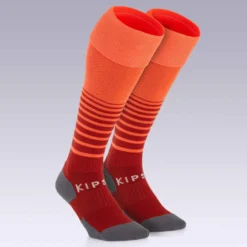 Kipsta Chaussettes De Football VIRALTO SOLO Rayées Rouge Et Orange -Sportmania chaussettes de football adulte f500 noir 3