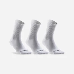 Artengo CHAUSSETTES DE SPORT HAUTES RS 100 BLANCHE LOT DE 3