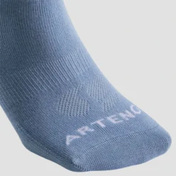 Artengo Chaussettes De Sport Mi-Hautes RS 160 Lot De 3 - Bleu/Gris/Vert Logo -Sportmania chaussettes de tennis mi hautes artengo rs 160 noir lot de 3 11