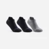 CHAUSSETTES TENNIS ENFANT BASSES ARTENGO RS 160 NOIR NOIR GRIS LOT DE 3