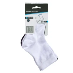 CHAUSSETTES DE SPORT ENFANT HAUTES ARTENGO RS 160 BLANC MARINE LOT DE 3 -Sportmania chaussettes tennis enfant hautes rs 160 marine lot de 3 4