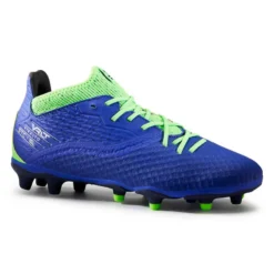 Kipsta CHAUSSURES DE FOOTBALL ENFANT A LACETS VIRALTO III FG BLEU ET VERT FLUO