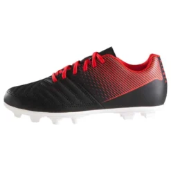 Kipsta Chaussure De Football Enfant Terrain Sec Agility 100 FG Noire Blanche -Sportmania chaussure de football enfant terrain sec agility 100 fg noire blanche 3