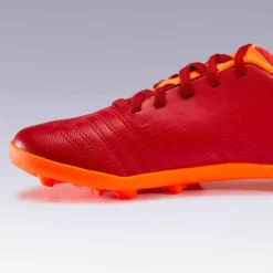 Kipsta Chaussure De Football Enfant Terrain Sec AGILITY 140 FG Scratch Bordeaux Orange -Sportmania chaussure de football enfant terrain sec agility 140 fg scratch bordeaux orange 11
