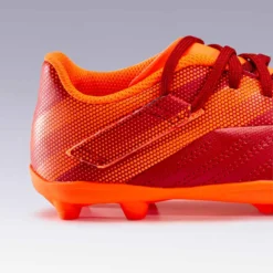 Kipsta Chaussure De Football Enfant Terrain Sec AGILITY 140 FG Scratch Bordeaux Orange -Sportmania chaussure de football enfant terrain sec agility 140 fg scratch bordeaux orange 12
