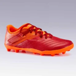 Kipsta Chaussure De Football Enfant Terrain Sec AGILITY 140 FG Scratch Bordeaux Orange -Sportmania chaussure de football enfant terrain sec agility 140 fg scratch bordeaux orange 2