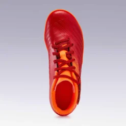 Kipsta Chaussure De Football Enfant Terrain Sec AGILITY 140 FG Scratch Bordeaux Orange -Sportmania chaussure de football enfant terrain sec agility 140 fg scratch bordeaux orange 7