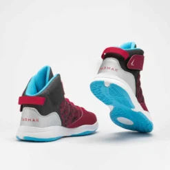 CHAUSSURES DE BASKETBALL ENFANT DEBUTANT - SE100 BORDEAUX -Sportmania chaussures de basketball easy pour garconslashfille debutante noir rouge se100 2