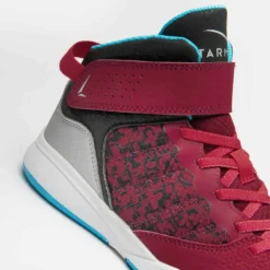 CHAUSSURES DE BASKETBALL ENFANT DEBUTANT - SE100 BORDEAUX -Sportmania chaussures de basketball easy pour garconslashfille debutante noir rouge se100 5