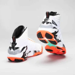 CHAUSSURES DE BASKETBALL HOMME/FEMME - SS500 GRIS ORANGE -Sportmania chaussures de basketball homme shield 500 gris orange 2