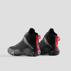 Chaussures De Boxe Anglaise 500 Noires, Légères Et Flexibles. -Sportmania chaussures de boxe anglaise 500 grises legeres et flexibles 2