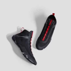 Chaussures De Boxe Anglaise 500 Noires, Légères Et Flexibles. -Sportmania chaussures de boxe anglaise 500 grises legeres et flexibles 3