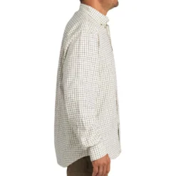 Chemise Chasse Coton Manches Longues Respirant Homme - 100 à Carreaux Blanc. -Sportmania chemise chasse coton manches longues respirant 100 a carreaux blanc 4