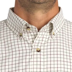 Chemise Chasse Coton Manches Longues Respirant Homme - 100 à Carreaux Blanc. -Sportmania chemise chasse coton manches longues respirant 100 a carreaux blanc 6