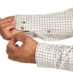 Chemise Chasse Coton Manches Longues Respirant Homme - 100 à Carreaux Blanc. -Sportmania chemise chasse coton manches longues respirant 100 a carreaux blanc 8