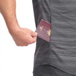 Chemise Manches Courtes TRAVEL100 Fresh Homme Rayée Gris -Sportmania chemise manches courtes travel100 fresh homme rayee gris 5