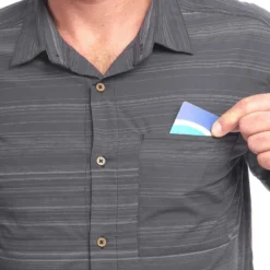 Chemise Manches Courtes TRAVEL100 Fresh Homme Rayée Gris -Sportmania chemise manches courtes travel100 fresh homme rayee gris 6