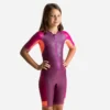 Combinaison De Natation Fille - Shorty 100 Kloupi - Violet Rose Corail