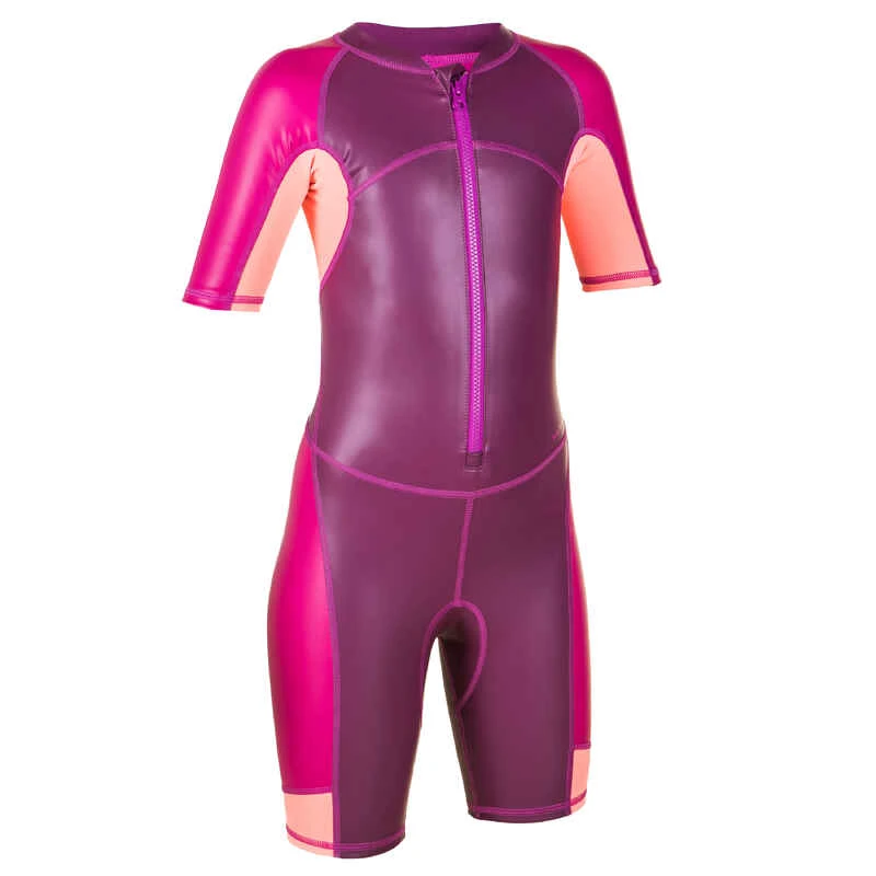 Combinaison De Natation Fille - Shorty 100 Kloupi - Violet Rose Corail 5 Combinaison De Natation Fille - Shorty 100 Kloupi - Violet Rose Corail – Image 5