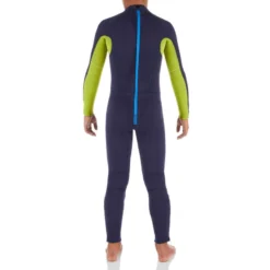 Combinaison SURF ENFANT Néoprène 4/3mm 100 Back Zip Bleu Vert -Sportmania combinaison integrale 100 4slash3 junior 3