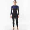 Combinaison SURF Femme Néoprène 3/2mm 500 Back Zip Bleu Marine