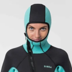 Combinaison Plongée Femme Néoprène 5mm - SCD 500 Gris Et Bleu -Sportmania combinaison neoprene de plongee bouteille femme scd 100 5mm grisslashbleu 6