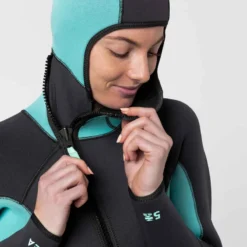 Combinaison Plongée Femme Néoprène 5mm - SCD 500 Gris Et Bleu -Sportmania combinaison neoprene de plongee bouteille femme scd 100 5mm grisslashbleu 7