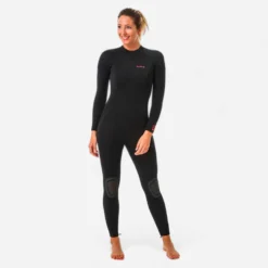 Combinaison SURF Femme Néoprène 4/3mm 100 Back Zip Noir