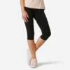Pantalon Corsaire Ajusté Fitness Femme Fit+ - 500 Noir