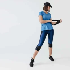 Kalenji Legging Court Running Respirant Femme - Dry+ Feel Bleu -Sportmania corsaire jogging femme run dry feel noir 7