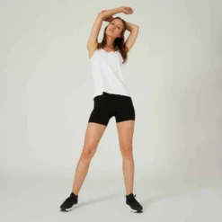 Débardeur Fitness Femme - 100 Blanc -Sportmania debardeur 100 coupe droite 100 coton fitness blanc 4