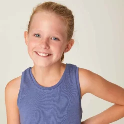 Decathlon Débardeur Coton Fille - 500 Bleu -Sportmania debardeur coton fille 500 bleu 2