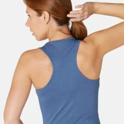 Débardeur Fitness Femme Dos En X Slim Coton - 500 Bleu D'orage -Sportmania debardeur gym femme 500 rose pale chine 4