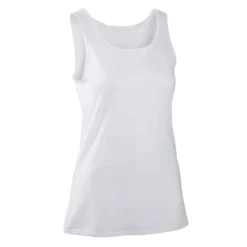 Débardeur Fitness Femme Col Rond Droit Coton - 100 Blanc Glacier -Sportmania debardeur regular 100 femme noir 6