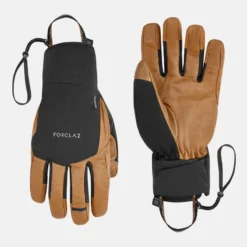 Gants Imperméables En Cuir De Trekking Montagne MT900 Marron - Adulte -Sportmania gants en cuir impermeable homme femme mt900 marron 2