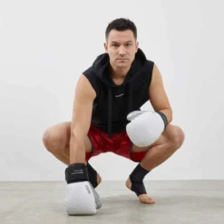 GANTS MUAY-THAÏ CUIR 500 BLANC/ARGENT -Sportmania gants muay thai cuir 500 blancslashargent 5