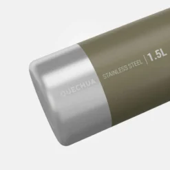 Quechua Gourde Randonnée MH100 Bouchon à Vis 1,5L Inox Kaki -Sportmania gourde randonnee mh100 bouchon a vis 15l inox kaki 2