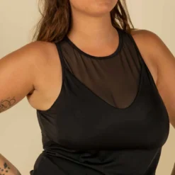 HAUT DE MAILLOT DE BAIN TANKINI MAI UNI NOIR COQUES AMOVIBLES -Sportmania haut de maillot de bain tankini mai uni noir coques amovibles 4