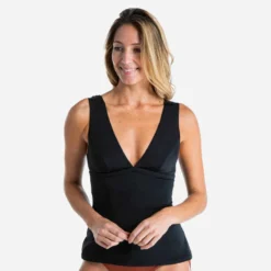 Haut De Maillot De Bain TANKINI MARINE NOIR -Sportmania haut de maillot de bain tankini marine uni noir decollete v et coques amovibles 3