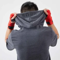 HOODIE DE BOXE AVEC CAPUCHE 100 HOMME GRIS -Sportmania hoodies mslashc de boxe a capuche 100 gris 3