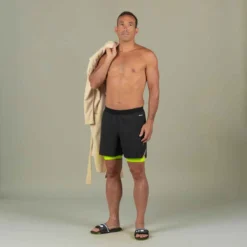 Jammer-Short De Natation Homme 500 Fiti - Noir / Jaune / Beige -Sportmania jammer short de natation homme 500 fiti noir slash jaune slash beige 13