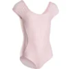Justaucorps Danse Classique Rose Pale Manches Courtes Fille