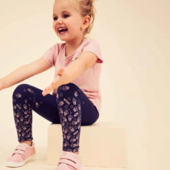 Legging Enfant Coton - Basique Bleu/Rose Avec Motifs -Sportmania legging 100 baby gym fille rose aop 3