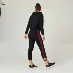 Legging Fitness 7/8 Coton Extensible Respirant Femme - Noir Bordeaux -Sportmania legging 7slash8 510 femme vert avec motif 1