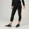 Legging Fitness 7/8 Coton Extensible Respirant Femme - Noir Bordeaux