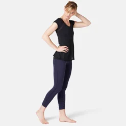 Legging 7/8 510 Piping Fitness Femme Bleu Marine/noir -Sportmania legging 7slash8 510 piping fitness femme noirslashgris 2
