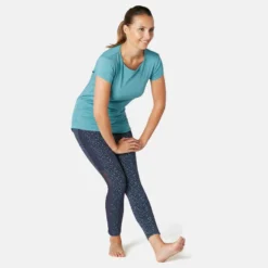 Legging 7/8 Sport Pilates Gym Douce Femme 520 Slim Bleu -Sportmania legging 7slash8 sport pilates gym douce femme 520 slim bleu printe 2